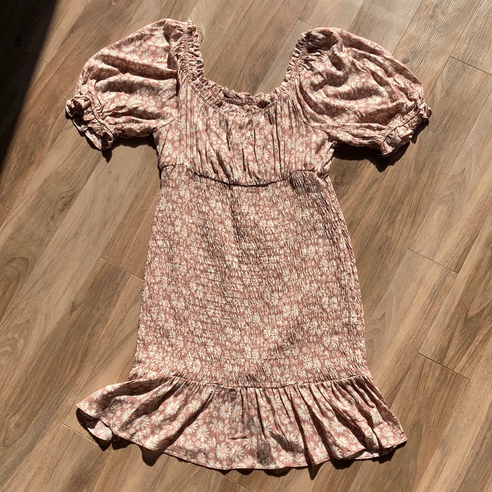 Lily rose dress floral print Smocked puff sleeve cottagecore boho M jr
